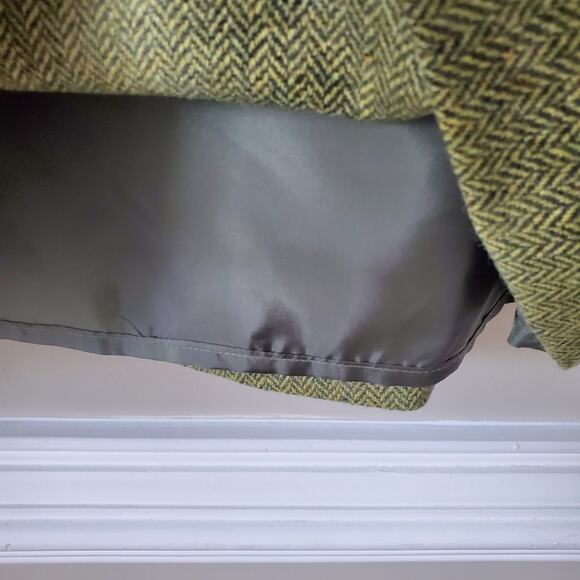 Lands End Green Herring Tweed Pencil Skirt 4 Classic Preppy Career Twee Academia - Picture 3 of 13